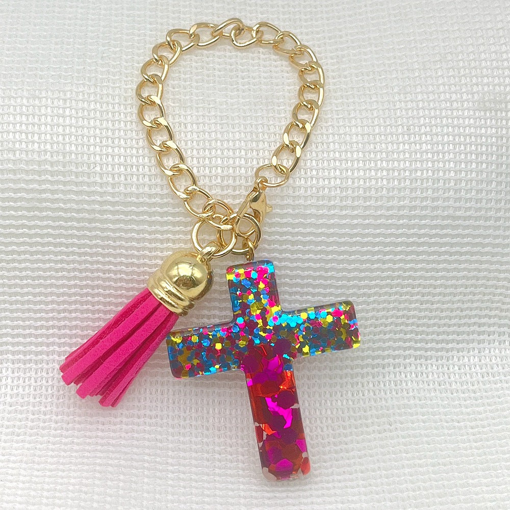 Wholesale Plastic Resin Seven Color Cross DIY Cup Chain Accessories